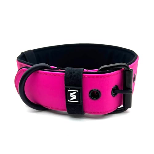VITOMALIA® HydroTex 3cm Breites Halsband für kleine Hunde, Wasserabweisendes Hundehalsband mit Komfort-Innenfütterung, Strapazierfähig & Langlebig - Für Aktive Hund (3cm/M = 40cm-50cm, Pink) von Vitomalia