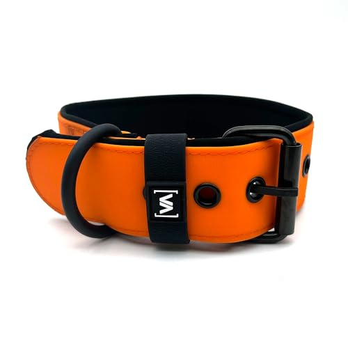 VITOMALIA® HydroTex 3cm Breites Halsband für kleine Hunde, Wasserabweisendes Hundehalsband mit Komfort-Innenfütterung, Strapazierfähig & Langlebig - Für Aktive Hund (3cm/S = 35cm-45cm, Orange) von Vitomalia