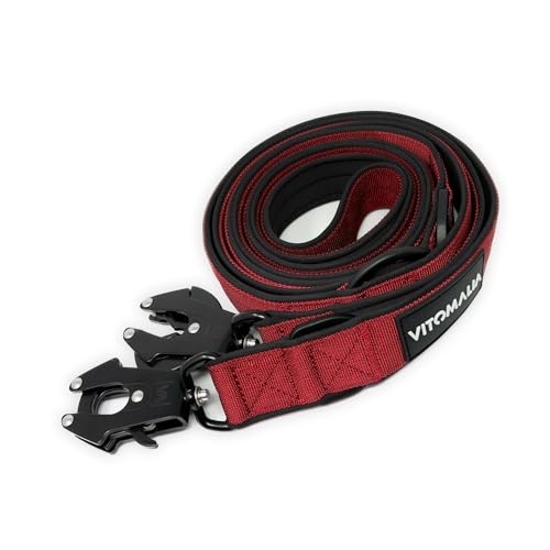 VITOMALIA® K9 2,2m verstellbare Hundeleine für Hund, dreifach verstellbar Leine, mit Neopren Innenfütterung und robustem Froschkarabiner für große Hunde (Bordeaux, 3cm/Breit - 2,2m Lang) von Vitomalia