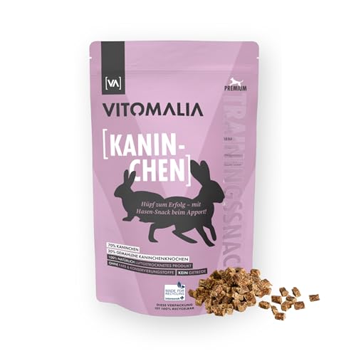 VITOMALIA® Kaninchen Trainingssnacks 500g für Hund | Allergikerfreundliche Hundeleckerli | Getreidefrei & Natürlich | Schonend Getrocknete Leckerlis für Hundetraining | Leckerli & Snacks für Hunde von Vitomalia