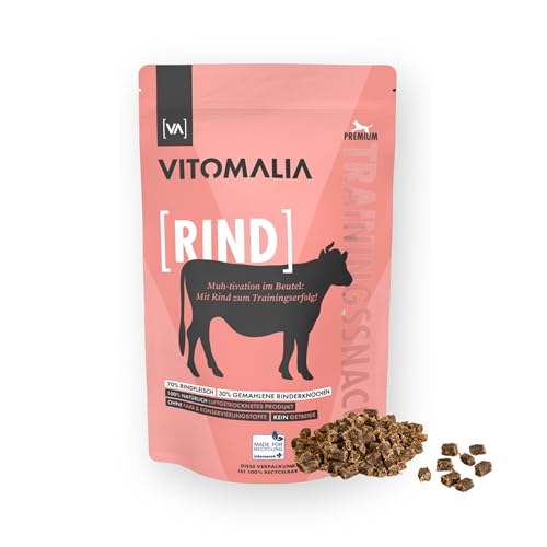 VITOMALIA® Rind Trainingssnacks 500g für Hund | Allergikerfreundliche Hundeleckerli | Getreidefrei & Natürlich | Schonend Getrocknete Leckerlis für Hundetraining | Leckerli & Snacks für Hunde von Vitomalia