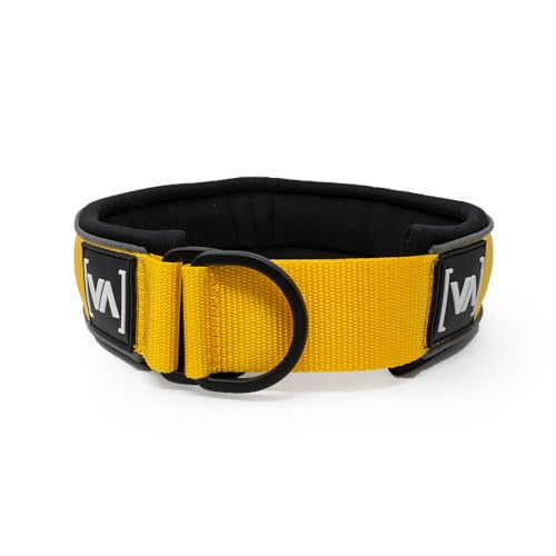 VITOMALIA® Ultraleichtes 3cm breites reflektierendes Zugstopp Hundehalsband aus robustem Nylon und weichem Neopren, ideal für kleine Hunde (3cm/XXS = 27cm-35cm, Gelb) von Vitomalia