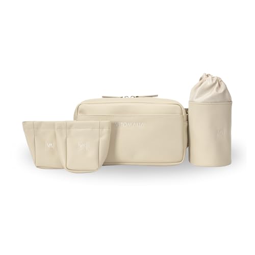 Vitomalia® Multifunktionale Bauchtasche für Hundebesitzer: Praktische Gassitasche mit geruchsneutrale Leckerlitasche, Kotbeutelspender & Wasserflaschenhalter (Beige) von Vitomalia