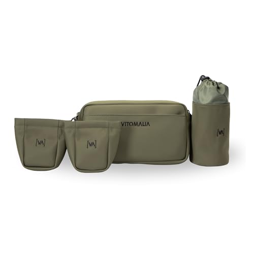 Vitomalia® Multifunktionale Bauchtasche für Hundebesitzer: Praktische Gassitasche mit geruchsneutrale Leckerlitasche, Kotbeutelspender & Wasserflaschenhalter (Khaki) von Vitomalia