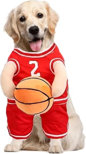 Dog Basketball Costume with Ball,Dog Basketball Player Costume with Ball,Basketball Dog Costume,Dog Basketball Jersey with Ball Costume (Red, L) von Vitrywei