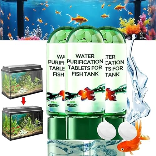 Powerful Aquarium Water Purification Tablet, Water Purification Tablets for Fish Tank,Non-Toxic and Fast Water Purification, Portable Aqua Water Purification Tablets, Aquarium Remove (3 pcs) von Vitrywei