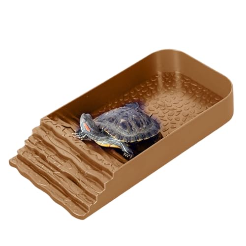 Schildkröte Wasserschale, Schildkröte Water Bowl,Quadratische Reptilienbeckenwanne - Nicht Rutschfestige Reptilien-Fütterungsschale Mit Rampe, Für Schildkröten, Schildkröten, Eidechsen, von Vitsrisea