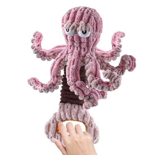 Vitsrisea Octopus Hundespielzeug | Buntes interaktives Kauspielzeug mit Zugringen, 37 cm, lustiges Kauspielzeug für Hunde, interaktives Haustierspielzeug für kleine, mittelgroße und große Hunderassen von Vitsrisea