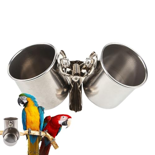 Vogelkäfig-Wasserschalen-Hängende Edelstahl-Futterhäuschen, Log-On-Fütterungsbecher | Doppelseitige -Lebensmittelschalen, Metallkoop-Gerichte Für Cockatiels, Lovebirds, Sittiche, Käfigschalen Vogelkäfig-Wasserschalen-Hängende Edelstahl-Futterhäuschen, Log-On-Fütterungsbecher | Doppelseitige -Lebensmittelschalen, Metallkoop-Gerichte Für Cockatiels, Lovebirds, Sittiche, Käfigschalen von Vitsrisea