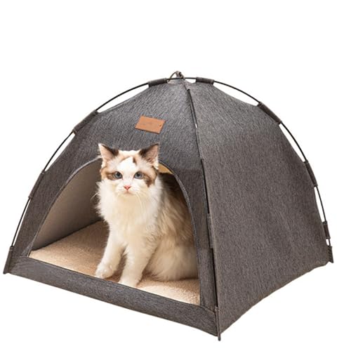 Haustier Tipi mit Kissen Wegklappen Haustier Hundebett Katzenbett Katze Hunde Outdoor Camping Ruhezelt Abnehmbar und Waschbar Haustierbett (42 * 42 * 35cm) von Viusneun