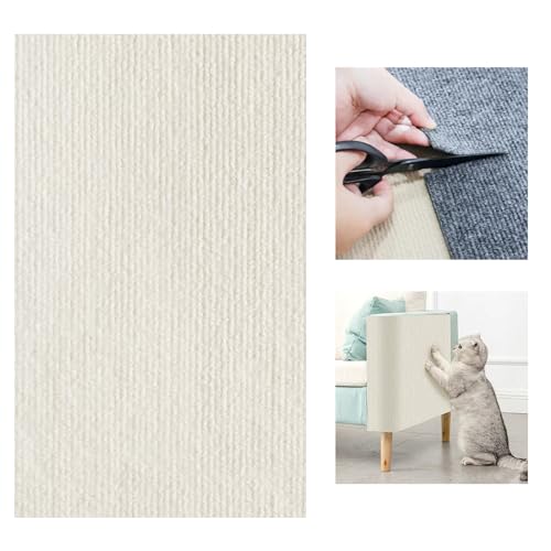 Viusneun Selbstklebend Kratzteppich Katze Wand, Kratzmatte Katze Sofa, DIY Climbing Cat Scratcher, Kratzbrett Katzen, Kratzschutz Sofa Katze für Schützt Teppiche Möbelschutz (30x100cm,Beige) von Viusneun