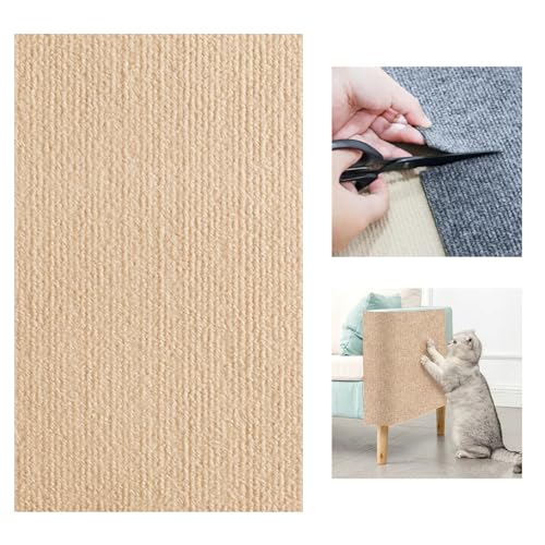 Viusneun Selbstklebend Kratzteppich Katze Wand, Kratzmatte Katze Sofa, DIY Climbing Cat Scratcher, Kratzbrett Katzen, Kratzschutz Sofa Katze für Schützt Teppiche Möbelschutz (30x100cm,Khaki) von Viusneun