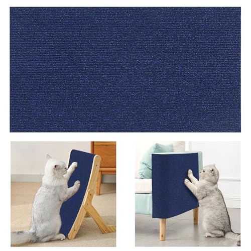 Selbstklebend Kratzteppich Katze Wand, Kratzmatte Katze Sofa, Kratzbretter Katze Wand, Katzen Kratzwand, DIY Climbing Cat Scratcher für Schützt Teppiche Sofa Möbelschutz (30x100cm,Dunkelblau) von Viusneun