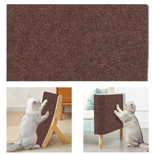 Selbstklebend Kratzteppich Katze Wand, Kratzmatte Katze Sofa, Kratzbretter Katze Wand, Katzen Kratzwand, DIY Climbing Cat Scratcher für Schützt Teppiche Sofa Möbelschutz (30x100cm,Dunkelbraun) von Viusneun