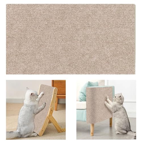 Viusneun Selbstklebend Kratzteppich Katze Wand, Kratzmatte Katze Sofa, Kratzbretter Katze Wand, Katzen Kratzwand, DIY Climbing Cat Scratcher für Schützt Teppiche Sofa Möbelschutz (30x100cm,Khaki) von Viusneun