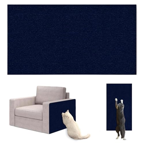 Viusneun Selbstklebende Kratzmatte Sofa Katze Kratzteppich Ecke, Kratzmatte für Katzen, Kratzbretter Katze Wand, DIY Geschnitten atzenkratzbrett Katzenkratzer Möbelschutz (30CM*100CM,Dunkelblau) von Viusneun