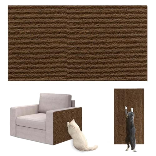 Viusneun Selbstklebende Kratzmatte Sofa Katze Kratzteppich Ecke, Kratzmatte für Katzen, Kratzbretter Katze Wand, DIY Geschnitten atzenkratzbrett Katzenkratzer Möbelschutz (30CM*100CM,Dunkelbraun) von Viusneun