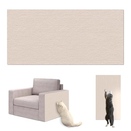 Viusneun Selbstklebende Kratzmatte Sofa Katze Kratzteppich Ecke, Kratzmatte für Katzen, Kratzbretter Katze Wand, DIY Geschnitten atzenkratzbrett Katzenkratzer Möbelschutz (30CM*100CM,Khaki) von Viusneun