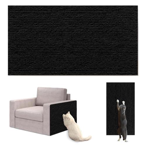 Viusneun Selbstklebende Kratzmatte Sofa Katze Kratzteppich Ecke, Kratzmatte für Katzen, Kratzbretter Katze Wand, DIY Geschnitten atzenkratzbrett Katzenkratzer Möbelschutz (30CM*100CM,Schwarz) von Viusneun