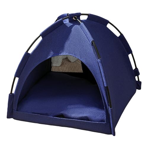 Tragbares Pop-Up-Haustier-Zelt Für Katze Hunde Outdoor Camping Ruhezelt mit Kissen Abnehmbar und Waschbar Haustierbett Wegklappen Haustier Hundebett Katzenbett (Blau) von Viusneun