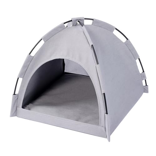 Viusneun Tragbares Pop-Up-Haustier-Zelt Für Katze Hunde Outdoor Camping Ruhezelt mit Kissen Abnehmbar und Waschbar Haustierbett Wegklappen Haustier Hundebett Katzenbett (Grau) von Viusneun