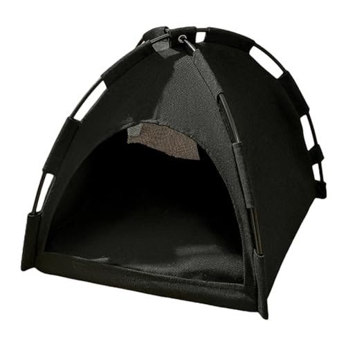 Viusneun Tragbares Pop-Up-Haustier-Zelt Für Katze Hunde Outdoor Camping Ruhezelt mit Kissen Abnehmbar und Waschbar Haustierbett Wegklappen Haustier Hundebett Katzenbett (Schwarz) von Viusneun