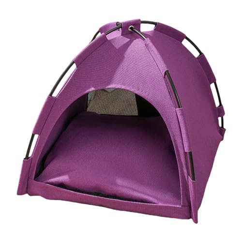 Tragbares Pop-Up-Haustier-Zelt Für Katze Hunde Outdoor Camping Ruhezelt mit Kissen Abnehmbar und Waschbar Haustierbett Wegklappen Haustier Hundebett Katzenbett (violett) von Viusneun