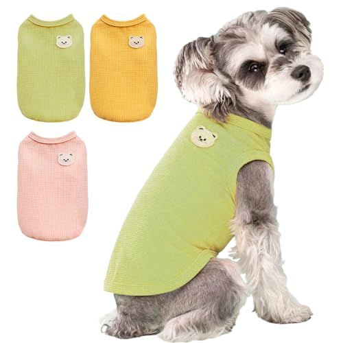 3-Pack Hund gestrickt Jumper T-Shirt, Sommer atmungsaktiv Baumwolle Shirts, Hund Soft Tank Top ärmellose Weste Hund Tee Shirt für Mini Hund, Kleiner Hund und Katze Kleidung, Bär XL von Vivi Bear