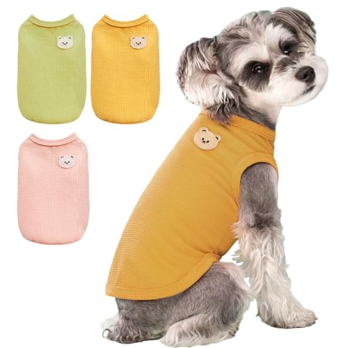 3-Pack gestrickt Baumwolle Hund T-Shirt für kleine Hunde Katzen - Junge Mädchen Welpe ärmelloses Tee Weste - weiche atmungsaktive Tank Top Pullover - Sommer Haustier Kleidung, Bär S von Vivi Bear