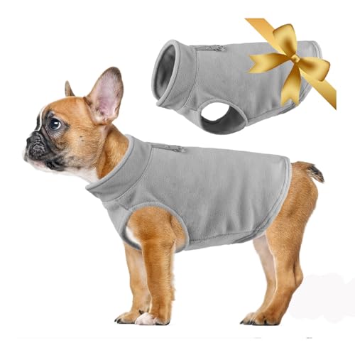 Hunde-Sweatshirt Stretch-Fleece-Weste Warmer Hundemantel Pullover für kleine und mittlere Hunde Winterjacke für drinnen und draußen, Grau, M von Vivi Bear