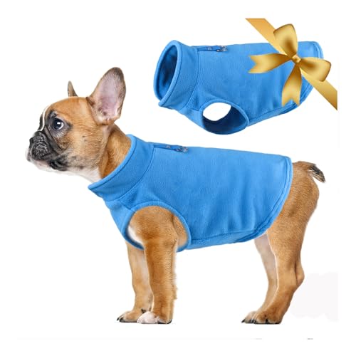 Hundejacke Hundewinterweste Leichtes Rundhals-Winter-Sweatshirt Weicher, Dicker Hundemantel mit D-Ring-Leine für kleine und mittelgroße Hunde zum Gassi gehen, Wandern, Reisen, Blau, XL von Vivi Bear