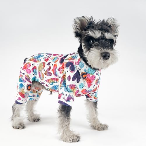 Hundekleidung Love Motif Bodysuit für kleine Hunde und Katzen, Vierbeiniges Hunde-T-Shirt, Niedlicher Hundeschlafanzug und Shirt für Welpen zum Schlafen, Hunde Onesie Sommer Haustier Kostüm, L von Vivi Bear