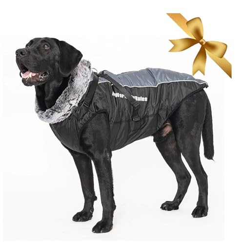 Vivi Bear Hundemantel Grosse Hunde, Hundemantel Wasserdicht，Integriertes Brustgurt-Design Hund Jacke，Weichem Fleece-Nackenschutz, Geeignet FüR Mittlere Bis GroßE Hunde Im Freien von Vivi Bear