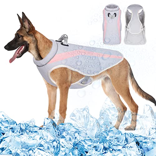 Vivi Bear Kühljacke Hund, Hundesumpfkühler Atmungsaktive Weste, Hundekühlweste, Kühlendes Hundegeschirr, Dog Cooling Vest, Kühljacke für Hunde, für Aktivitäten draußen, Wandern, Training (Rosa, S) von Vivi Bear