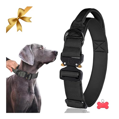 Vivi Bear Taktisches Hundehalsband Verstellbar mit Kontrollgriff Militär-Hundehalsband Schwere Ausführung Schnellverschluss-Metallschnalle Hundehalsband für Große Hunde Jagd Training Freizeit Outdoor von Vivi Bear