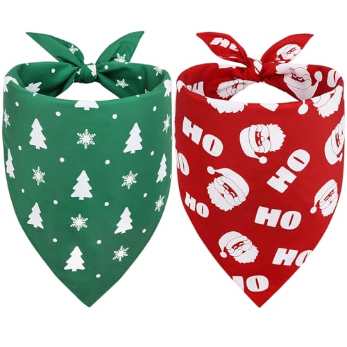 Belebende 2PCS Weihnachten Hund Bandana, Hund Weihnachten Bandanas, Weihnachten verstellbare Dreieck Hund Bandanas mit Weihnachtsmann, Hund Weihnachtskostüm für Hunde (extra groß, grün & rot) von Vivifying