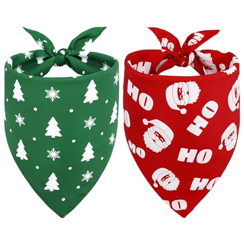 Belebende 2PCS Weihnachten Hund Bandana, Hund Weihnachten Bandanas, Weihnachten verstellbare Dreieck Hund Bandanas mit Weihnachtsmann, Hund Weihnachtskostüm für Hunde (groß, grün & rot) von Vivifying