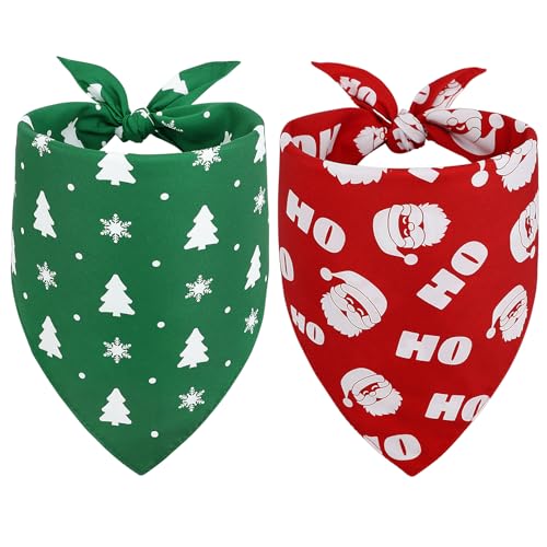 Belebende 2PCS Weihnachten Hund Bandana, Hund Weihnachten Bandanas, Weihnachten verstellbare Dreieck Hund Bandanas mit Weihnachtsmann, Hund Weihnachtskostüm für Hunde (klein, grün & rot) von Vivifying