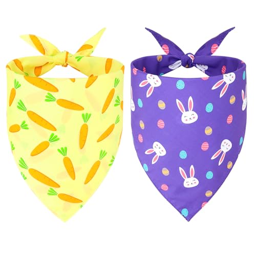 Vivifying 2pcs Ostern Hund Bandana, Kaninchen Osterei Muster Ostern Hund Halstuch einstellbar Dreieck Lätzchen Haustier Bandana für Hunde Katze Urlaub Festival von Vivifying