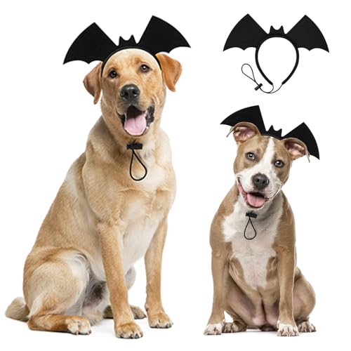 Vivifying Halloween Hund Fledermaus Flügel Stirnband 1 Packung - Verstellbares Halloween-Kostüm-Zubehör für mittelgroße und große Hunde, niedliche Haustier-Kopfbedeckung für Partys, Fotos und von Vivifying