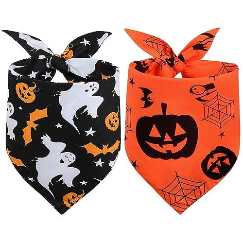 Vivifying Halloween-Hundehalstücher, gruselige und Kürbisse, Halloween-Zubehör für Haustiere, Hundeschal, Kostüm für Süßes oder Saures, Foto-Requisite und Party-Dekoration, Größe L, Orange und von Vivifying