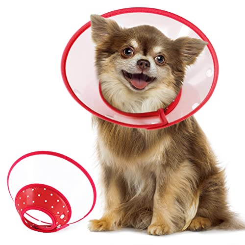 Vivifying Haustierkegel für kleine Hunde und Katzen, Verstellbarer 14,5 - 20,3 cm Erholungskegel, Leichtes elisabethanisches Halsband für Katzen, Welpen und kleine Hunde (Rot) von Vivifying