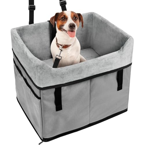 Vivifying Hundeautositze für kleine Hunde, tragbarer Hunde-Booster-Autositz, geeignet für kleine Haustiere bis zu 11,3 kg (grau) von Vivifying