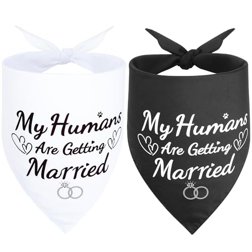 Vivifying Hundehalstücher für Hochzeit, elegantes Verlobungsgeschenk für Paare, Brautparty, Hundeschal, Zubehör für Hochzeitsoutfit, Foto-Requisite und Party-Dekoration, Größe L, Weiß und Schwarz, 2 von Vivifying