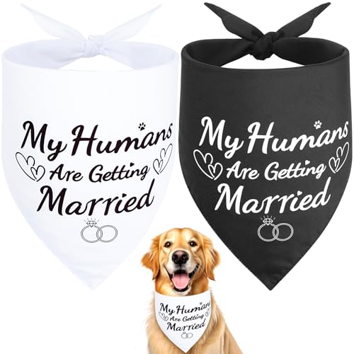 Vivifying Hundehalstücher für Hochzeit, elegantes Verlobungsgeschenk für Paare, Brautparty, Hundeschal, Zubehör für Hochzeitsoutfit, Foto-Requisite und Party-Dekoration, Größe L, Weiß und Schwarz, 2 von Vivifying