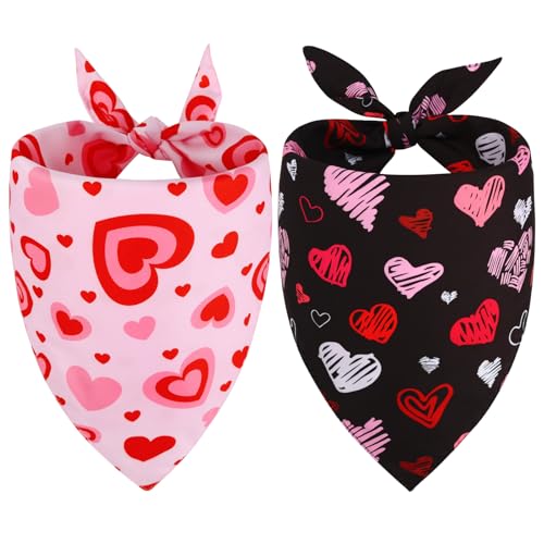 Vivifying Hundehalstücher zum Valentinstag, 2 Stück, Größe L, Rosa und Schwarz von Vivifying