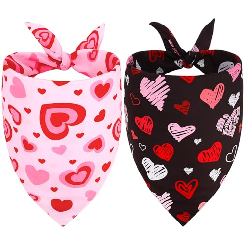 Vivifying Hundehalstücher zum Valentinstag, Größe XL, Rosa und Schwarz, 2 Stück von Vivifying