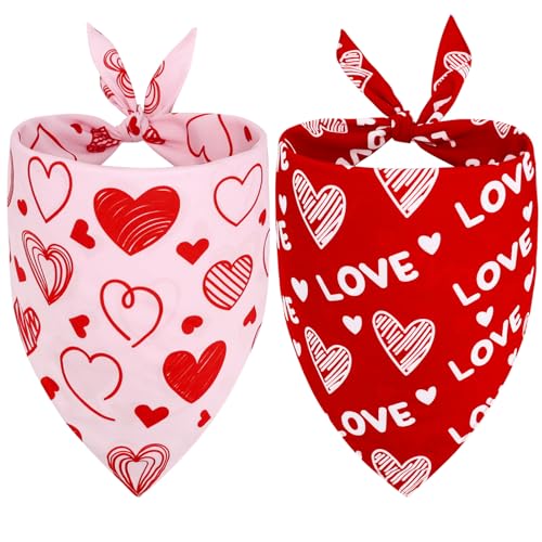 Vivifying Hundehalstücher zum Valentinstag, Größe XL, Rot und Rosa, 2 Stück von Vivifying