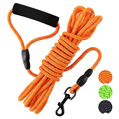 Vivifying Schwimmende lange Hundeleine, 6 m, Hundetrainingsleine für draußen und Hof, reflektierende lange Leine mit weichem Griff für Strand und Schwimmen (Orange) von Vivifying