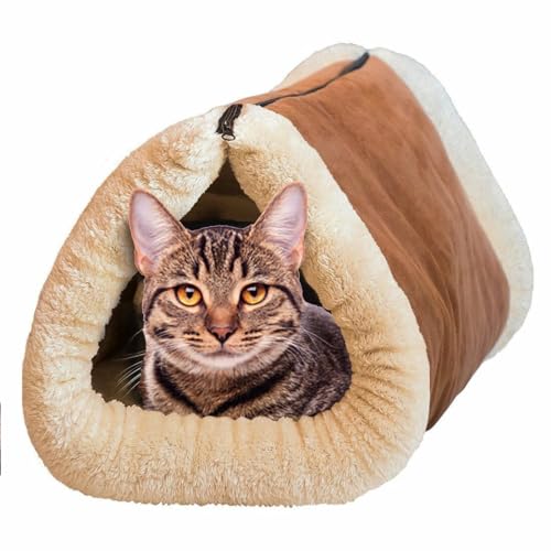 Katzenhöhle 2 in 1 Röhre Katzenmatte und Bett Indoor Katzennest Halb geschlossenes Katzenhaus Katzenzelt Bett Kätzchen Schlafsack für kleine Katzen und Hunde von Vivo Technologies